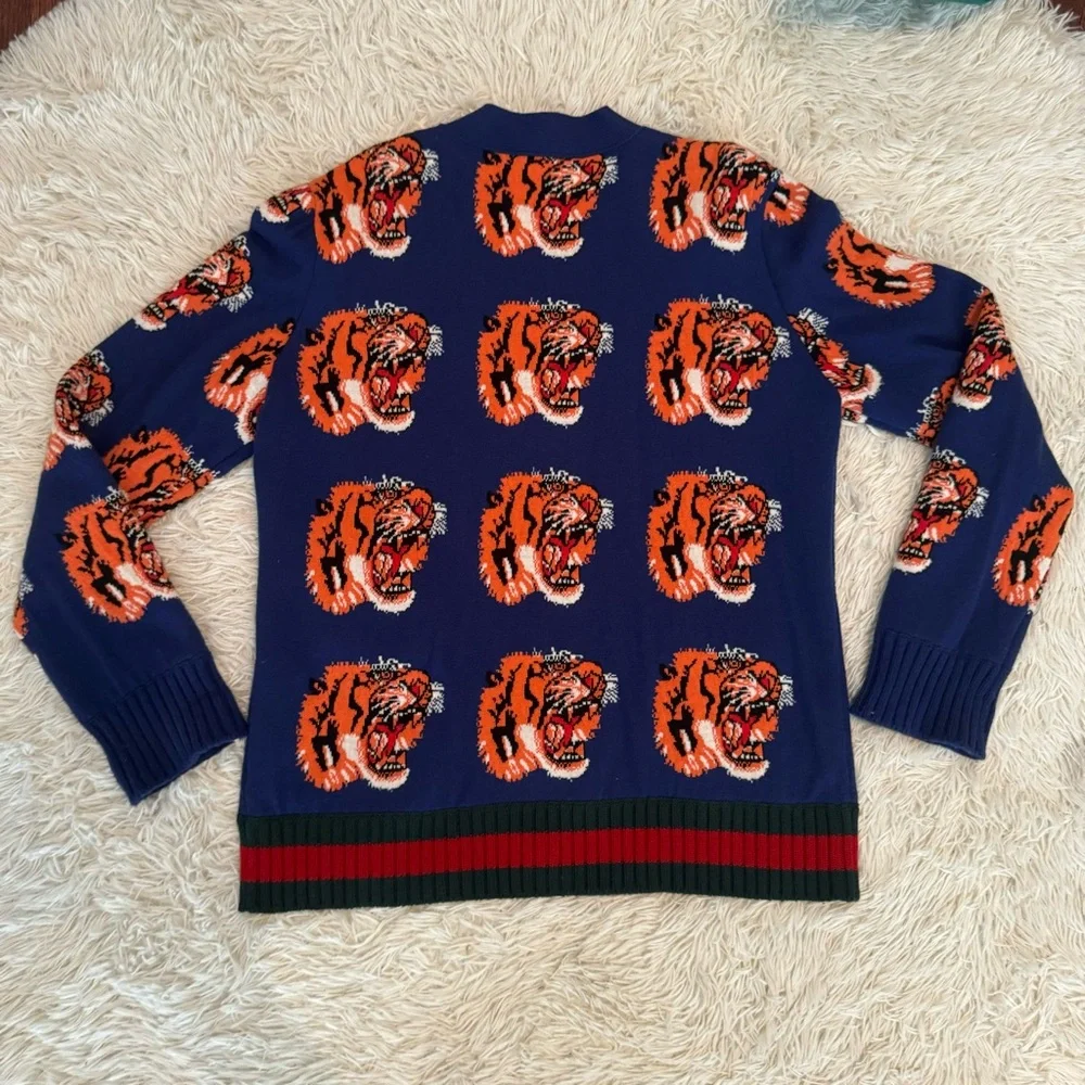 Gucci Wool Bengal Tiger Cardigan - Blue - XL - Picture 6 of 8